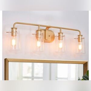 New Modern 4-Light Vanity bathroom fixture in matte Gold